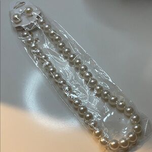 Classic Faux Pearl Necklace Set - Larger White Pearls